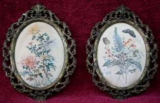 Ornate Metal Picture Frames with Original Fabric Print
