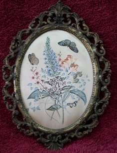 Ornate Metal Picture Frames with Original Fabric Print