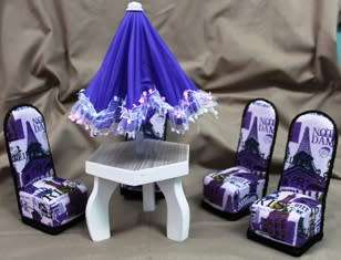 Barbie patio set  - 4 x Chairs, Table and umbrella