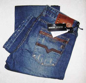 ( Size 32 )( New Style ) - Mens GUESS Premium Blue Jeans