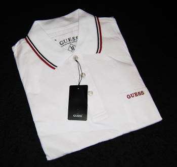 ( Medium )Guess - Brand New Black Golf Shirt ( / White )