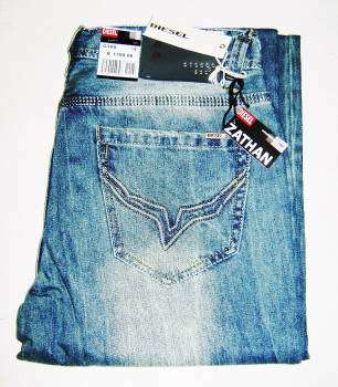( Size 34 )( New Style ) - Mens Diesel 'ZATHAN'  Blue Jeans ( Boot Cut )