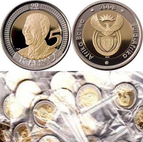 90TH Birthday MANDELA R5 Uncirculated and Untouched in Perfect Condition In Zip Lock Bags )