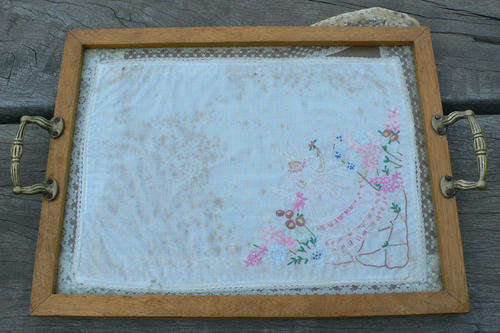 Vintage Wooden Tray With Brass Handles - GOOD CONDITION!!!  Give-Away Price