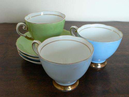 (3)BOUQUET French Fine China Handpainted Tea Cup & Saucer Sets - BEAUTIFUL ITEMS!!!