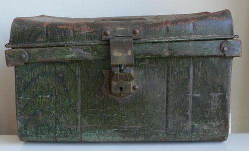VINTAGE METAL LUNCH/TOOL BOX - MANUFACTURED IN ENGLAND - HAS RUST