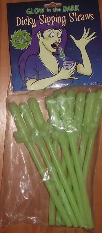 Glow in the Dark Dicky sipping straws