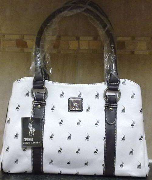 POPULAR WHITE AND BROWN POLO BAG 37CM X 25CM ***ONE DAY ONLY****