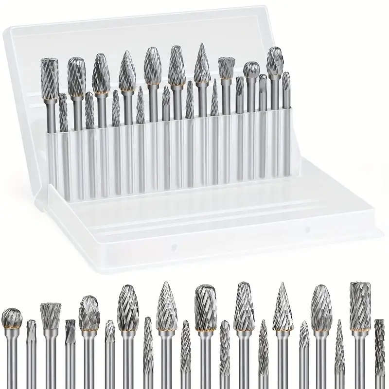 20pcs Rock Carbide Burr Set Compatible With Rotary Tool 2.54/20.32cm Shank Die Grinder Rotary Tool
