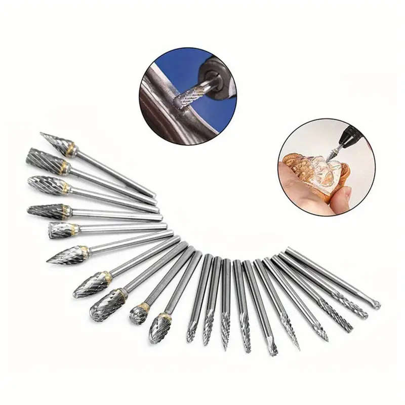 20pcs Rock Carbide Burr Set Compatible With Rotary Tool 2.54/20.32cm Shank Die Grinder Rotary Tool