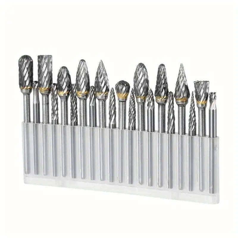 20pcs Rock Carbide Burr Set Compatible With Rotary Tool 2.54/20.32cm Shank Die Grinder Rotary Tool