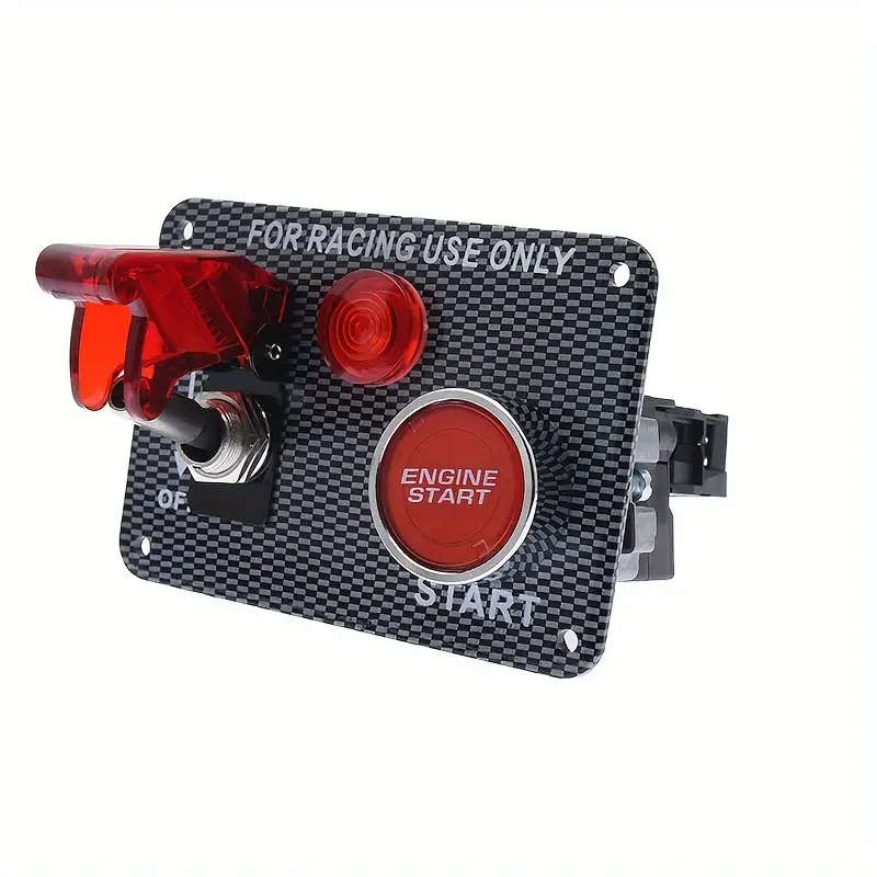 12V Red Ignition Switch Panel, Car Engine Start Push Button, LED Toggle Panel 2 in 1