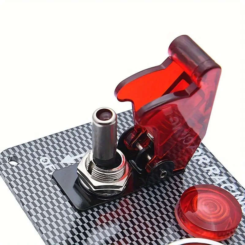 12V Red Ignition Switch Panel, Car Engine Start Push Button, LED Toggle Panel 2 in 1