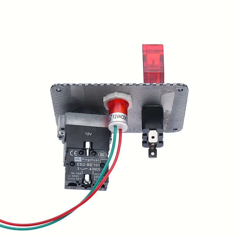 12V Red Ignition Switch Panel, Car Engine Start Push Button, LED Toggle Panel 2 in 1