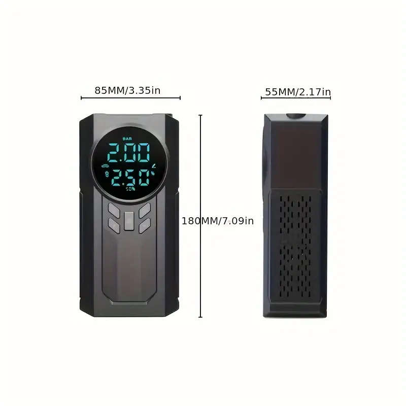 Portable Cordless Car Battery Emergency Starter, Air Compressor To Easily Inflate Tire