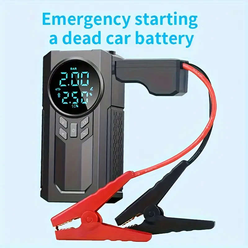 Portable Cordless Car Battery Emergency Starter, Air Compressor To Easily Inflate Tire