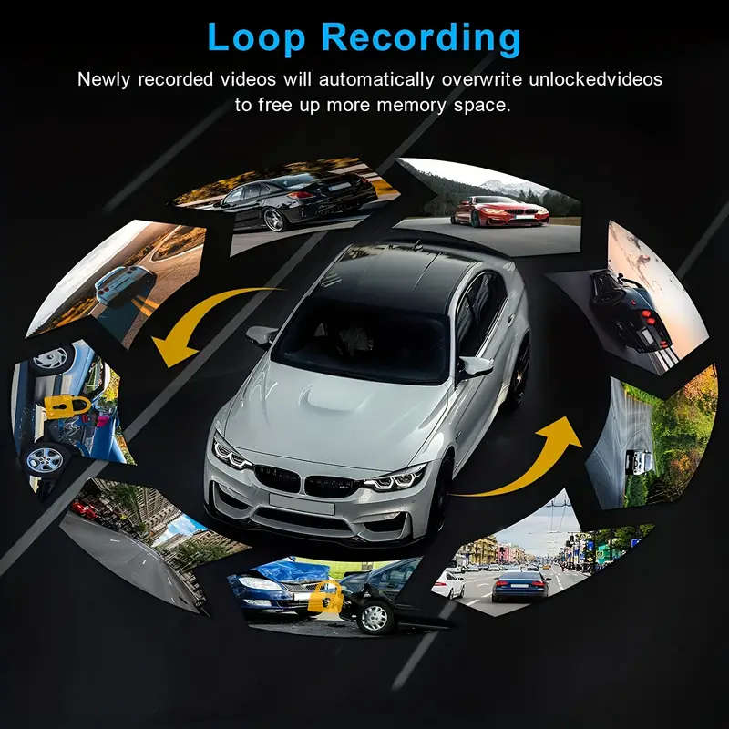Dash Camera Front And Inside, 3.16inchdash Cam 1080P, G Sensor HD Night Vision Loop Recording