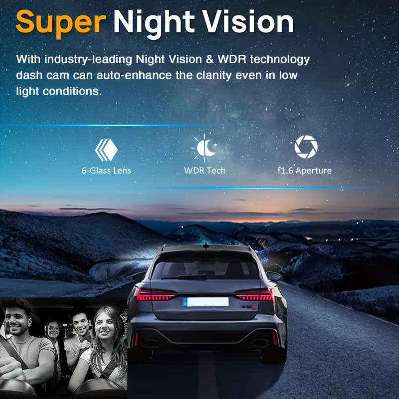 Dash Camera Front And Inside, 3.16inchdash Cam 1080P, G Sensor HD Night Vision Loop Recording