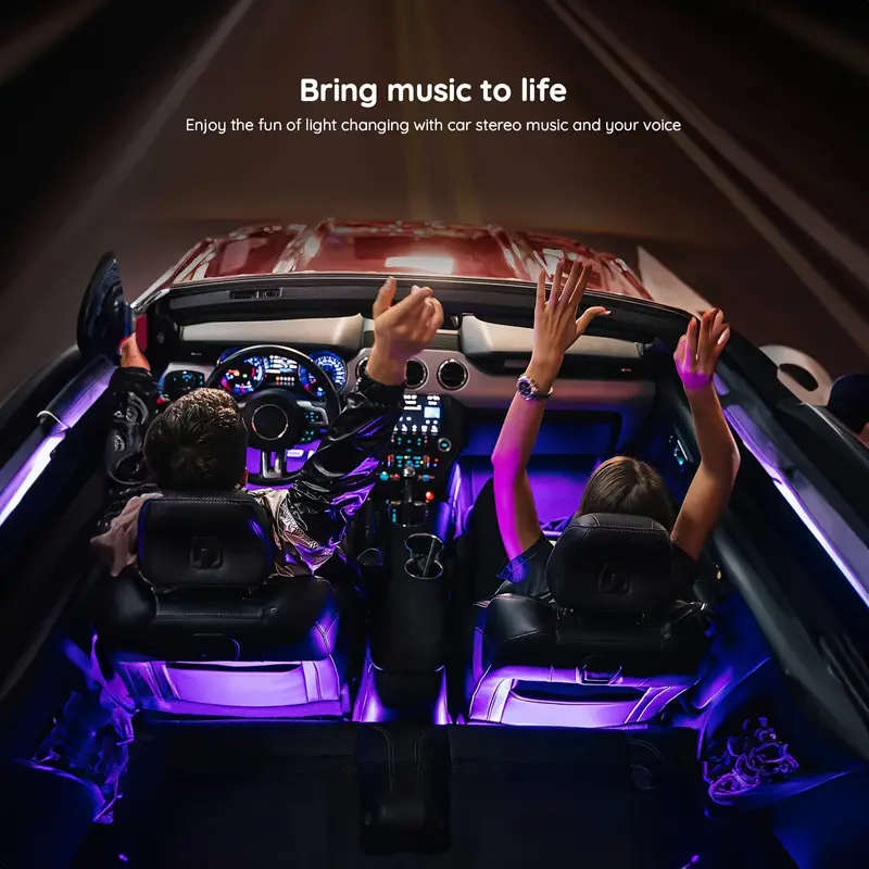 RGB Interior Car Lights, Car LED Ambient Lights, smart Interior Lights With 44-Key Remote Control
