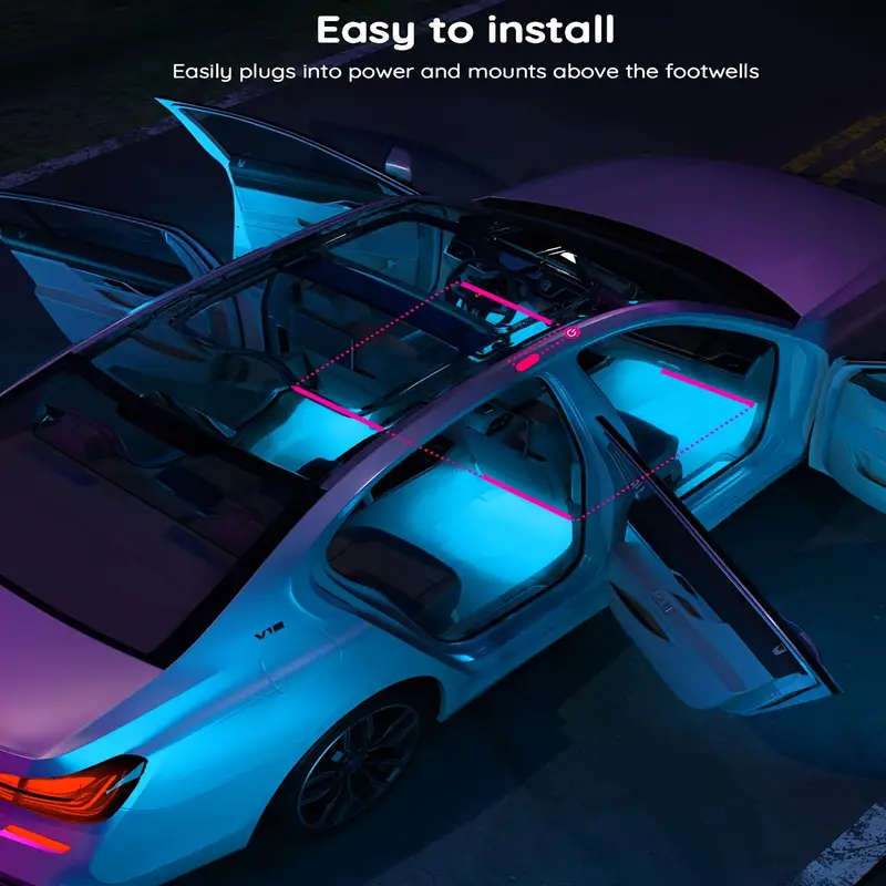 RGB Interior Car Lights, Car LED Ambient Lights, smart Interior Lights With 44-Key Remote Control
