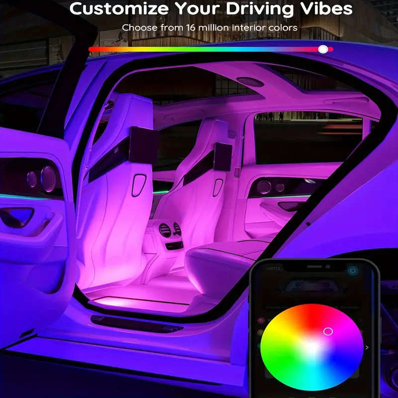 RGB Interior Car Lights, Car LED Ambient Lights, smart Interior Lights With 44-Key Remote Control