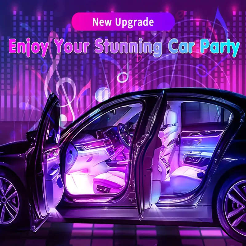 RGB Interior Car Lights, Car LED Ambient Lights, smart Interior Lights With 44-Key Remote Control