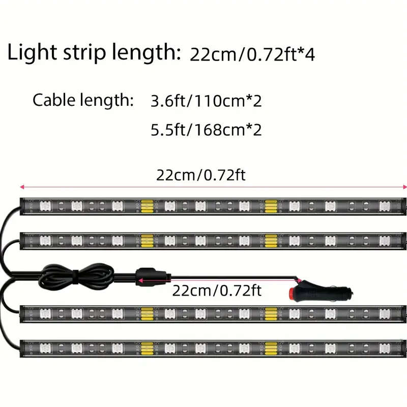 RGB Interior Car Lights, Car LED Ambient Lights, smart Interior Lights With 44-Key Remote Control