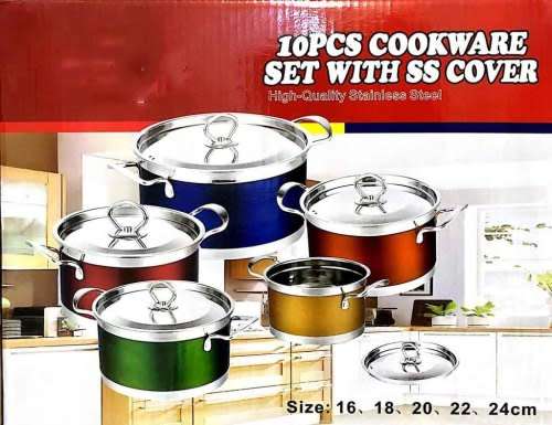 10 Piece Stainless Steel Cookware Set Cooking Pots
