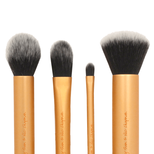 4 full-Size Make-up Brushes + 2in1 Case and Stand