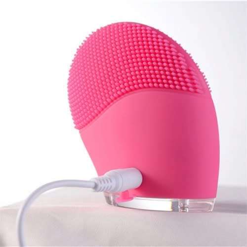 Rechargeable Electric Facial Cleanser, Vibratory Massage Silicone Brush Soft Pore Cleaning Tool
