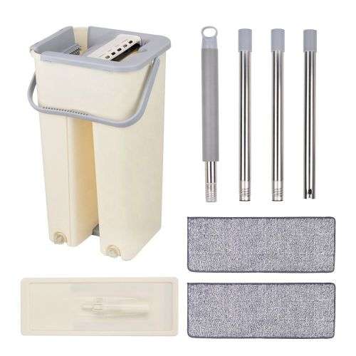 Hands-Free scratch Cleaning Flat Mop and Bucket Set
