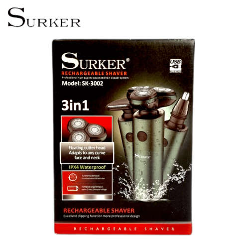 3 in 1 Surker Rechargeable Shaver SK-3002 shaver and nose trimmer