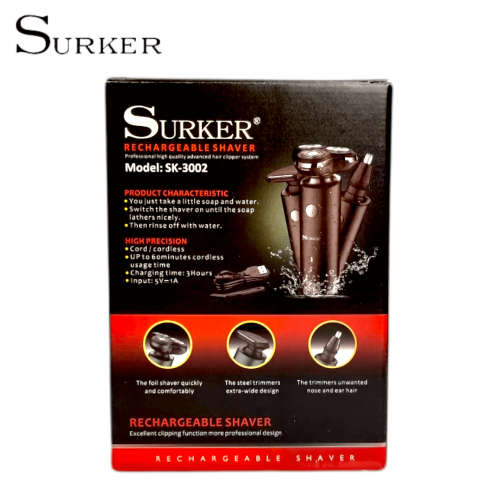 3 in 1 Surker Rechargeable Shaver SK-3002 shaver and nose trimmer