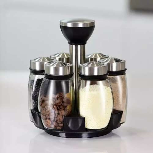 6Pcs Set Spice Rack Seasoning Bottle Holder Hole Switching Condiment Container