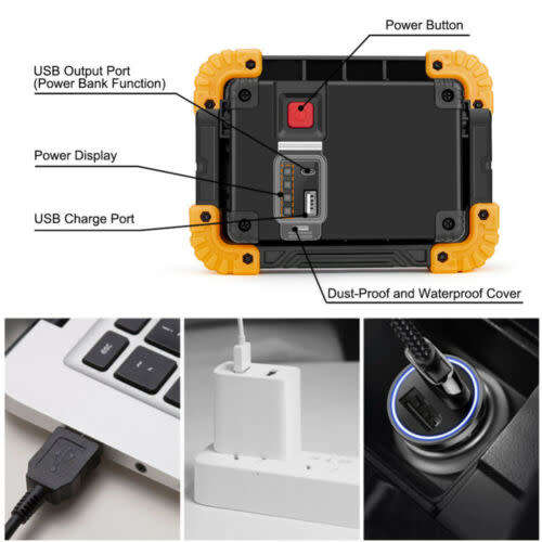 20W COB Led Rechargeable Work Light Super Bright Floodlight