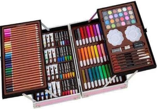 145Pc  Kids Painting & Drawing Art Set With Aluminium Case - blue