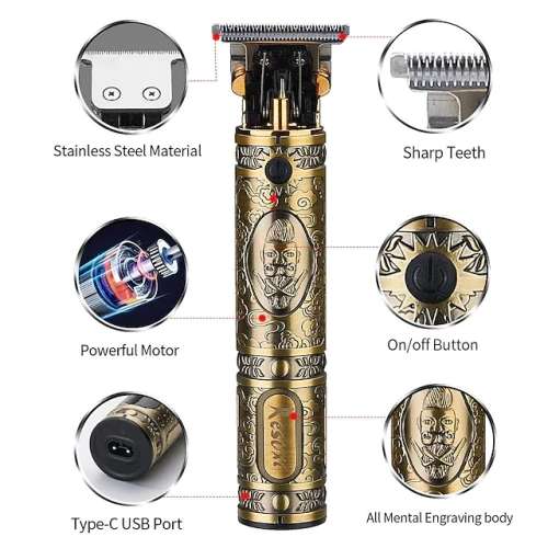 USB Rechargeable Baldheaded Hair Clipper Electric Hair Trimmer Cordless Shaver Trimmer 0mm Men Barbe