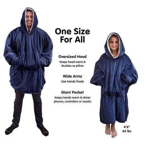 Hoodie Soft Warm Blanket - BLACK