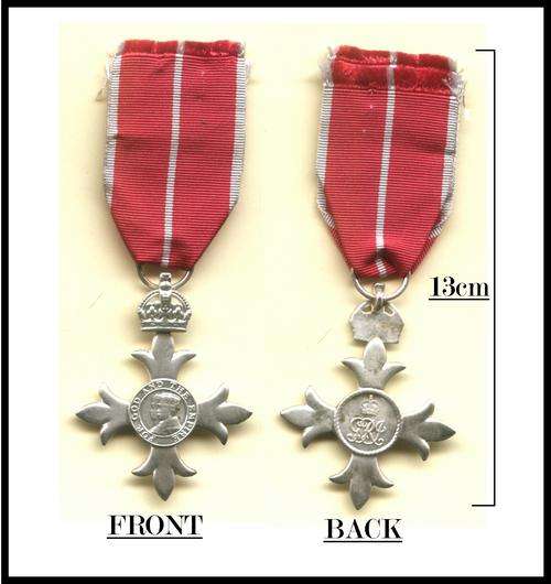 FULL SIZE OBE ORDER OF THE BRITISH EMPIRE MEDAL COPY