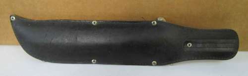 decorative dagger in cow hide sheath, metal blade with makers mark and cow hand engraving VGC