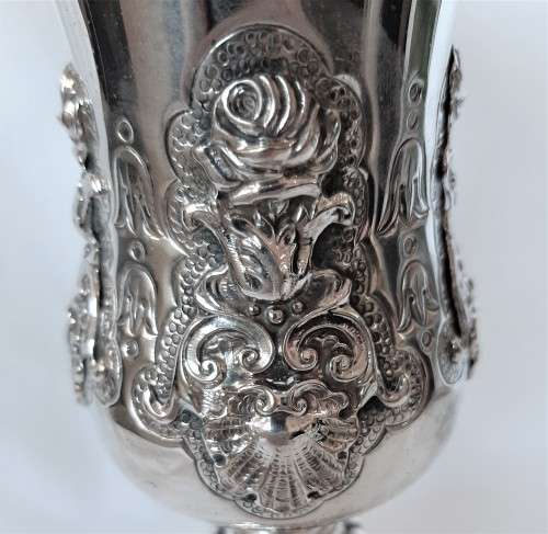 Amazing Antique looking Silver Plated Ornate Chalice/Goblet 18.5cm high, good condition.