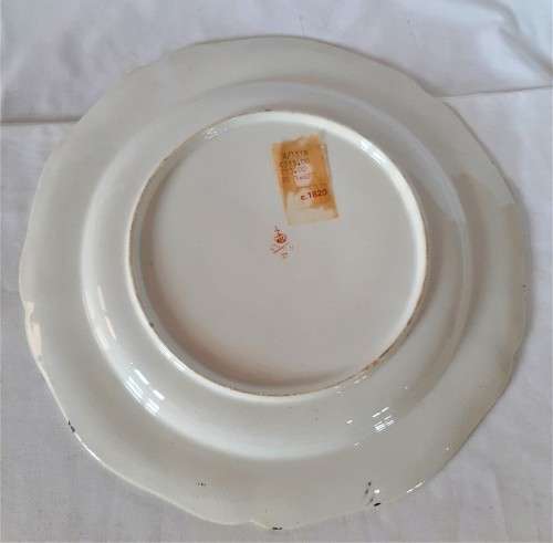 Pair C1820s Derby Hand painted Floral Plates with gilded scolloped rims, great antique condition.