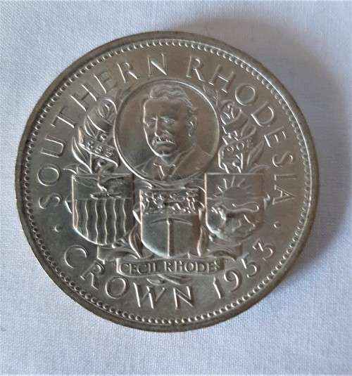 Genuine Southern Rhodesia 1953 Rhodes Centenary 5` Crown in original case VALUABLE!!