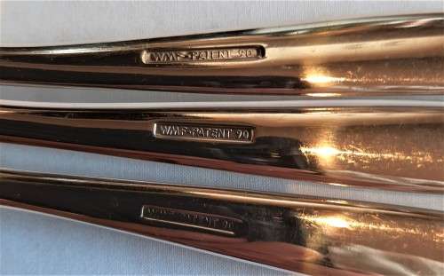 Set of 6 WMF German made SP cutlery soup style spoons, fully marked in good used condition.