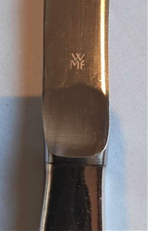 Set of 6 WMF German made SP table knives, fully marked in good used condition.