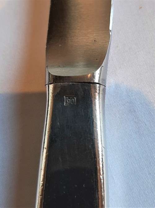 Set of 6 WMF German made SP table knives, fully marked in good used condition.