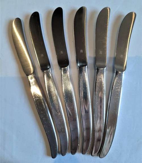 Second Set of 6 WMF German made SP table knives, fully marked in good used condition.