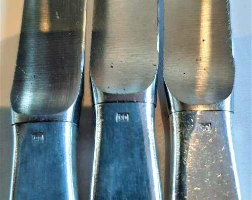 Second Set of 6 WMF German made SP table knives, fully marked in good used condition.