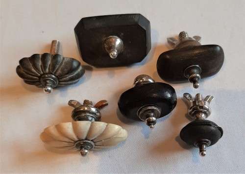 Selection of useful old tea pot finials, most show sterling silver hallmarks, not intended for scrap