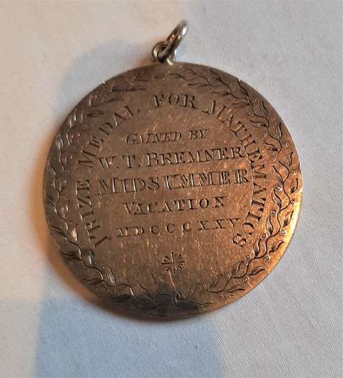 Interesting large solid silver Medallion Tolling School Surrey HM London 1865 36.3gr